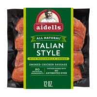 Aidells Smoked Chicken Sausage, Italian Style with Mozzarella Cheese (4 Fully Cooked Links), 12 Ounce