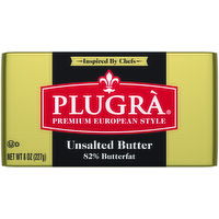 Plugra Butter Unsalted Butter Solid, 8 Ounce