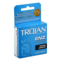 Trojan Enz Condoms, Latex, Premium Lubricant, 3 Each