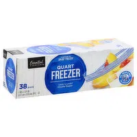 Essential Everyday Freezer Bags, Double Zipper, Quart, 38 Each