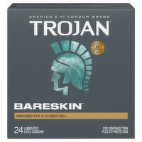Trojan BareSkin Condoms, Latex, Lubricated, Value Pack, 24 Each