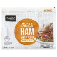 Essential Everyday Ham, Honey Smoked, Water Added, Thin Sliced, 12 Ounce