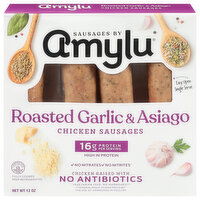 Amylu Roasted Garlic & Asiago Chicken Sausages, 12 Ounce