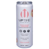 Uptime Energy Drink, Zero Sugar, White Peach Lemonade, 12 Fluid ounce