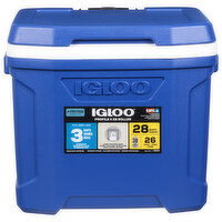 Igloo Cooler, Profile II Roller, Blue, 28 Quart, 1 Each