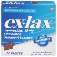 Ex-Lax Sennosides, Regular Strength, 15 mg, Chocolated Stimulant Laxative, 24 Each