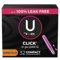 U By Kotex Click Tampons, Compact, Unscented, Super Plus, 32 Each