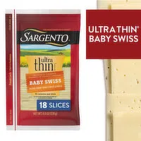 SARGENTO Sargento® Baby Swiss Natural Cheese Ultra Thin® Slices, 18 slices, 6.85 Ounce