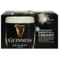 Guinness Beer, Draught Stout, Nitrogenated, 8 Each