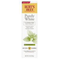 Burts Bees Toothpaste, Natural Flavor, Fluoride-Free, Purely White, Zen Peppermint, 4.7 Ounce