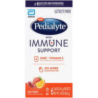 Pedialyte with Immune Support Electrolyte Powder Fruit Punch Powder Powder, 2.94 Ounce