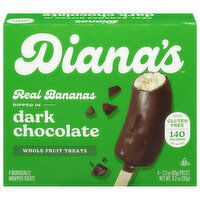 Diana's Gluten Free Dark Chocolate Frozen Fresh Fruit Banana Sticks, 4 Each