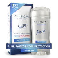 Secret Clinical Strength Secret Clinical Strength Clear Gel Antiperspirant and Deodorant, Completely Clean, 2.6 oz, 2.6 Ounce