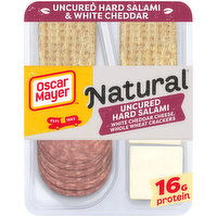 Oscar Mayer Natural Meat & Cheese Snack Plate with Uncured Hard Salami, White Cheddar Cheese & Whole Wheat Crackers, 3.3 Ounce