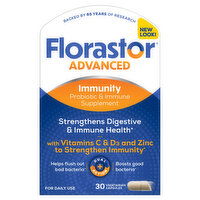 Florastor Advanced Probiotic & Immune Supplement, Immunity, Vegetarian Capsules, 30 Each