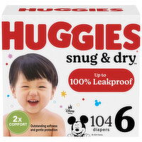 Huggies Snug & Dry Diapers, Disney Baby, Huge Value, 6 (Over 35 lb), 104 Each