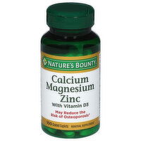 Nature's Bounty Calcium Magnesium Zinc, Coated Caplets, 100 Each