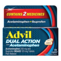 Advil Acetaminophen + Ibuprofen, Dual Action, Caplets, 72 Each