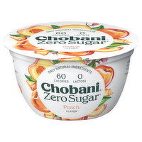 Chobani Yogurt, Zero Sugar, Peach Flavor, 5.3 Ounce