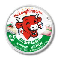 The Laughing Cow Cheese Wedges, Creamy Garlic & Herb, Spreadable, 8 Each