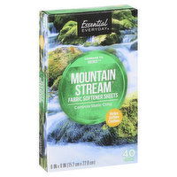 Essential Everyday Fabric Softener Sheets, Mountain Stream, 40 Each