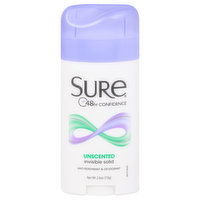 Sure Anti-Perspirant & Deodorant, Unscented, Invisible Solid, 2.6 Ounce