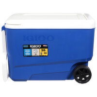 Igloo Wheelie Cool Cooler, Blue, 38 Quart, 1 Each