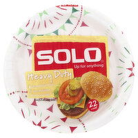 Solo Paper Plates, Heavy Duty, 10 Inch, 22 Each