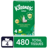 Kleenex Lotion 3-Ply 3 in 1 Coconut + Aloe Tissues, 4 Each