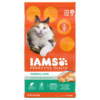 IAMS Proactive Health Cat Nutrition, Premium, with Real Chicken & Salmon, Hairball Care, Adult 1+ Years, 7 Pound