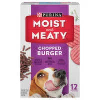 Purina Moist & Meaty Dog Food, Chopped Burger, Beef, 12 Each