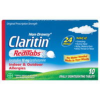 Claritin RediTabs Loratadine, Non-Drowsy, Original Prescription Strength, 10 mg, Orally Disintegrating Tablets, 10 Each