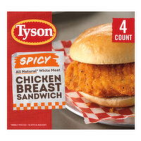 Tyson Spicy Chicken Breast Sandwich, 24 oz, 4 ct Box, 24 Ounce