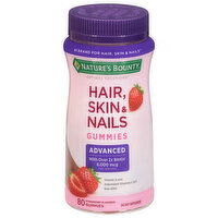 Nature's Bounty Optimal Solutions Hair, Skin & Nails Gummies, Advanced, Strawberry Flavored, 80 Each