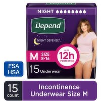 Depend Fresh Protection Incontinence Underwear for Women, Overnight, 15 Each