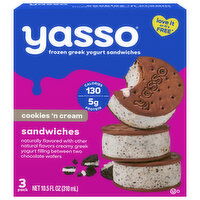 Yasso Greek Yogurt Sandwiches, Cookies 'n Cream, 3 Each