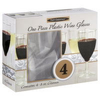 Party Essentials Wine Glasses, Plastic, One Piece, 8 Ounce, 4 Each