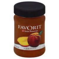 Favorit Preserves, Swiss, Peach-Mango, 12.3 Ounce