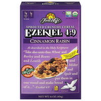 Food for Life Ezekiel 4:9 Cereal, Sprouted Crunchy, Cinnamon Raisin, 16 Ounce
