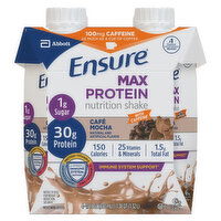 Ensure Max Protein Nutrition Shake, Cafe Mocha, 4 Each