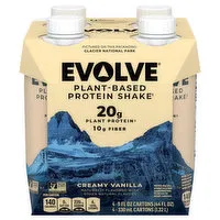 Evolve Protein Shake, Plant-Based, Creamy Vanilla, 4 Each