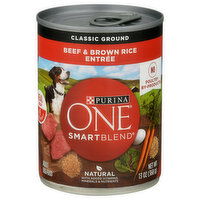 Purina One Smartblend Dog Food, Beef & Brown Rice Entree, Classic Ground, Adult, 13 Ounce