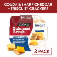 SARGENTO Balanced Breaks® Cheese & Crackers, Gouda & Sharp Cheddar Natural Cheeses and TRISCUIT® Mini Original Crackers Snack Kit, 3-Pack, 5.95 Ounce