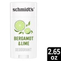 Schmidt's Bergamot & Lime Aluminum-Free Vegan Deodorant, 2.65 Ounce