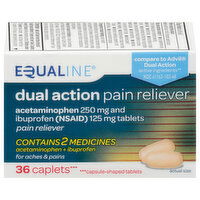 Equaline Pain Reliever, Dual Action, Caplets, 36 Each