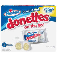 Hostess Donettes Donuts, Powdered, Mini, 8 Packs, Snack Size, 8 Each