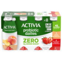 Activia Yogurt Drink, Low Fat, Peach/Strawberry, 8 Each