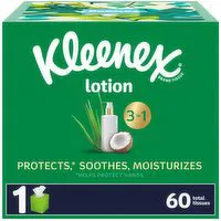 Kleenex Soothing Lotion Tissues, Coconut Oil + Aloe, 3-Ply, 60 Each