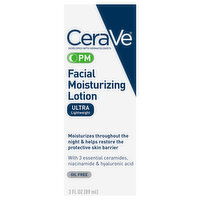 CeraVe PM Oil Free Ultra Lightweight Facial Moisturizing Lotion, 3 Fluid ounce