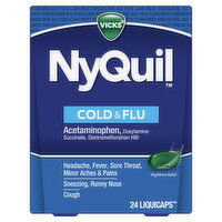 Vicks Cold & Flu Vicks NyQuil Cold & Flu, LiquiCap Over-the-Counter Medicine, 24ct, 24 Each